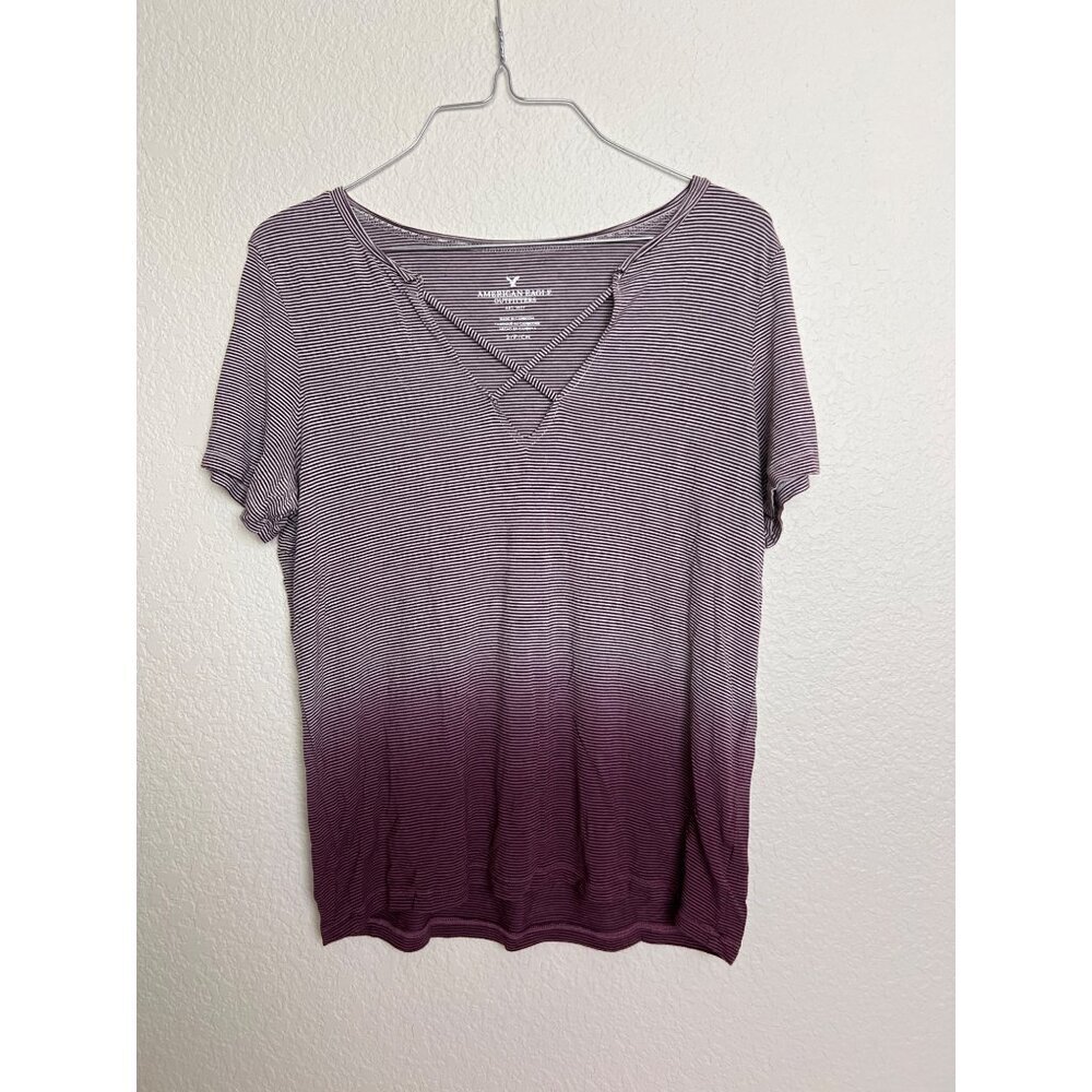 American Eagle Purple Ombré Striped T-Shirt S AEO